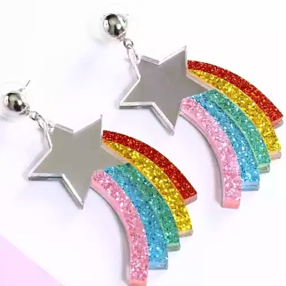 Rainbow star earrings